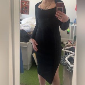 black midi dress